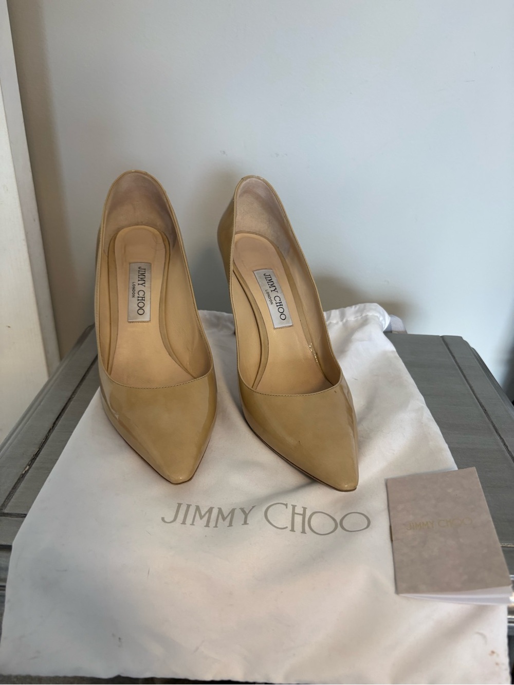 Jimmy Choo Tan Pointed-Toe Leather Pumps